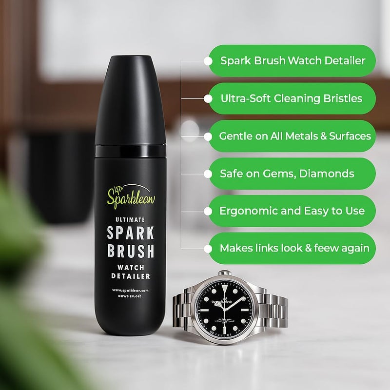 SPARKLEAN Sparkbrush Premium Watch Cleaner Kit - Ultimate Watch Cleaning Brush with Ultra-Fine Bristles - Watch Polishing Kit for All Metals - Premium Watch Cleaning Kit to Remove Dirt & Grime on Watches - Image 5